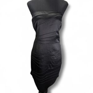 Chic Vintage  Strapless Satin Black Little Dress Holiday Party  14 Flaw